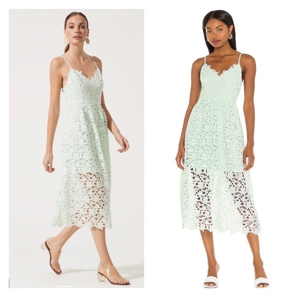 ASTR THE LABEL Revolve The Lace A Line Cocktail Midi Dress Mint Green XS - Picture 1 of 8